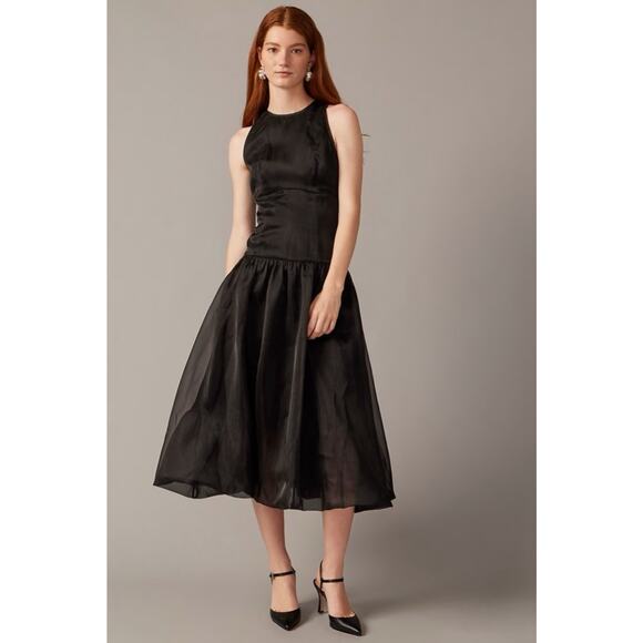 J.Crew Collection Limited Edition Bubble Skirt Drop Waist Dress 6 Black Organza - Picture 1 of 12